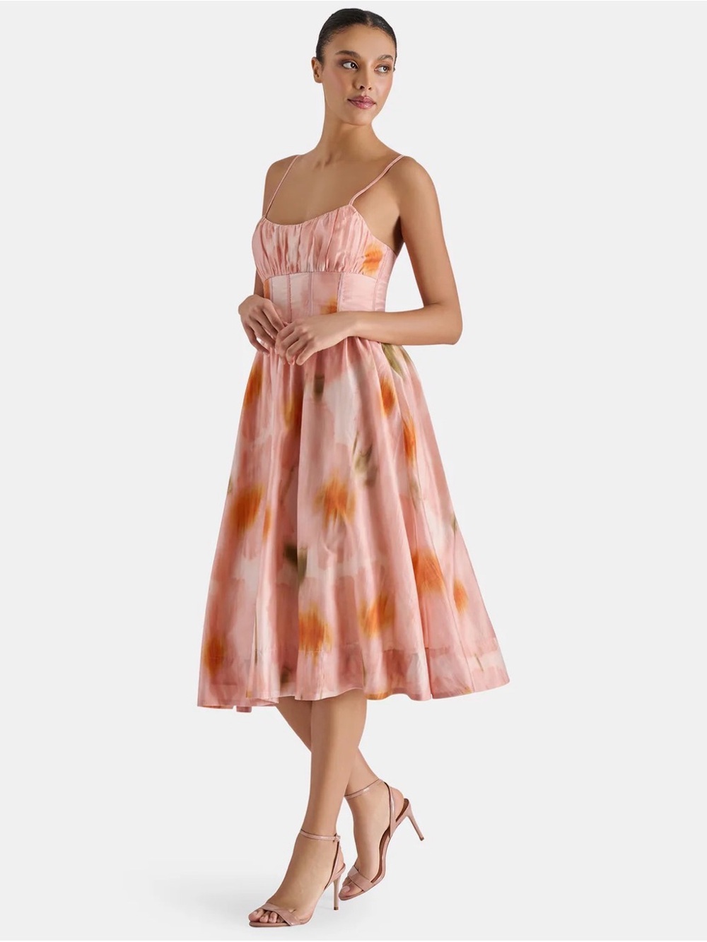 STEVE MADDEN Bondi Midi Dress in Pink and Orange